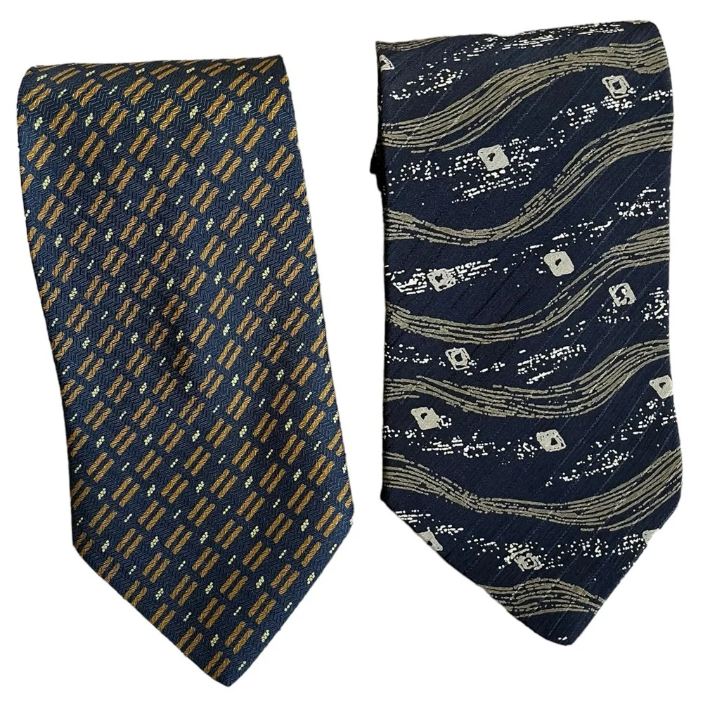 Gian Carlo Lamberti Mens Ties Lot of 2 100% Silk Handmade in Italy Geometric